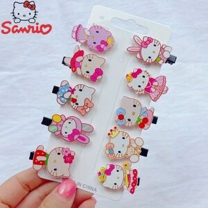 Hello Kitty Cartoon Acrylic Hair Clips Set - Cute Barrettes